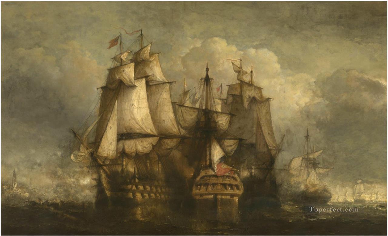 Hendrik Frans Schaefels Asedio de Flushing por un escuadrón inglés Batalla naval Pintura al óleo